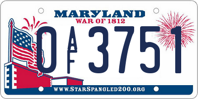 MD license plate 0AF3751