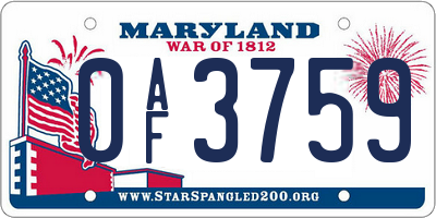 MD license plate 0AF3759