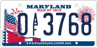 MD license plate 0AF3768