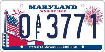 MD license plate 0AF3771