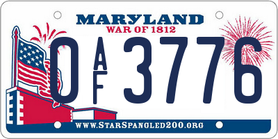 MD license plate 0AF3776