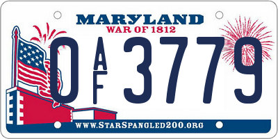 MD license plate 0AF3779