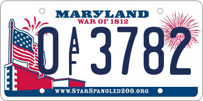 MD license plate 0AF3782