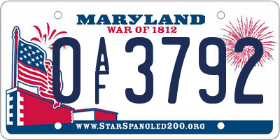 MD license plate 0AF3792