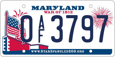 MD license plate 0AF3797