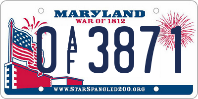 MD license plate 0AF3871