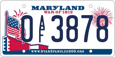 MD license plate 0AF3878