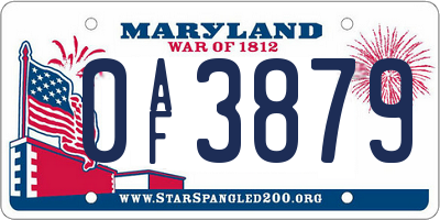 MD license plate 0AF3879