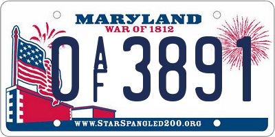 MD license plate 0AF3891