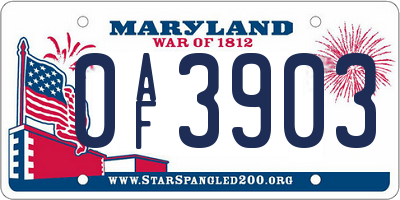 MD license plate 0AF3903