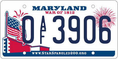MD license plate 0AF3906