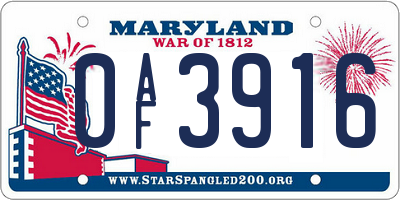 MD license plate 0AF3916