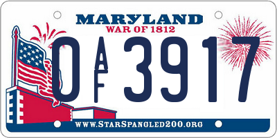 MD license plate 0AF3917