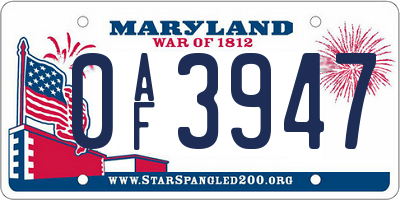 MD license plate 0AF3947