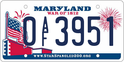 MD license plate 0AF3951