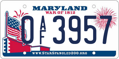 MD license plate 0AF3957