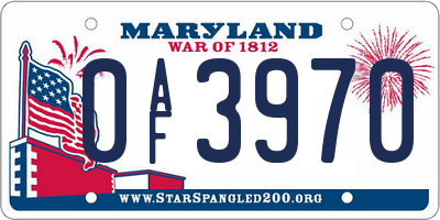 MD license plate 0AF3970