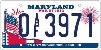 MD license plate 0AF3971