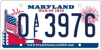 MD license plate 0AF3976