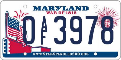 MD license plate 0AF3978