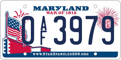 MD license plate 0AF3979