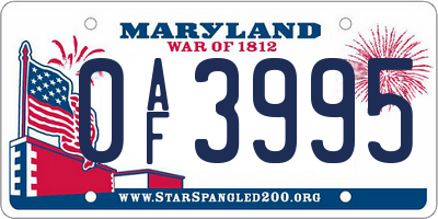 MD license plate 0AF3995