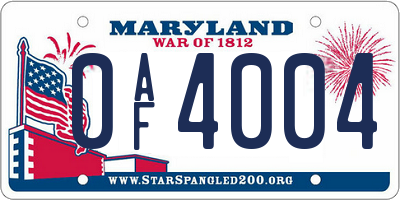 MD license plate 0AF4004