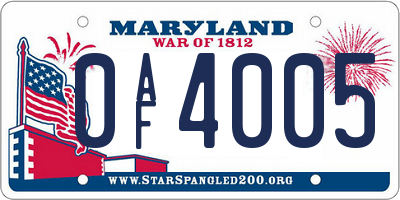 MD license plate 0AF4005