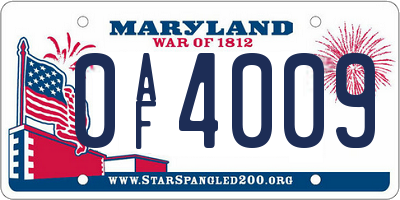 MD license plate 0AF4009