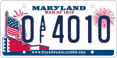 MD license plate 0AF4010