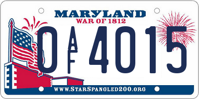 MD license plate 0AF4015