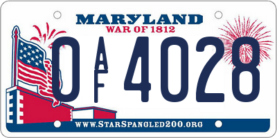 MD license plate 0AF4028