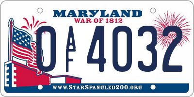 MD license plate 0AF4032