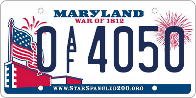 MD license plate 0AF4050