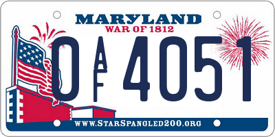 MD license plate 0AF4051