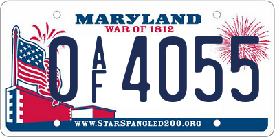 MD license plate 0AF4055