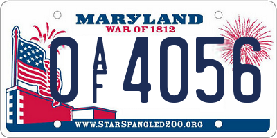 MD license plate 0AF4056