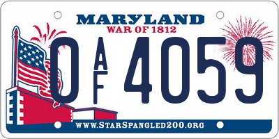 MD license plate 0AF4059