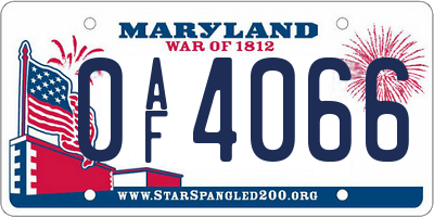 MD license plate 0AF4066