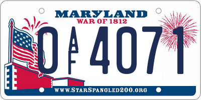 MD license plate 0AF4071