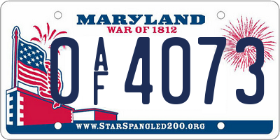 MD license plate 0AF4073