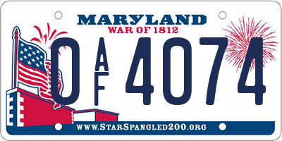 MD license plate 0AF4074