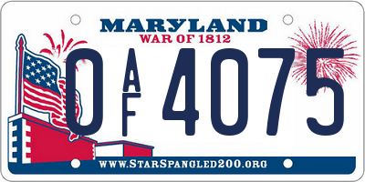 MD license plate 0AF4075