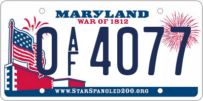 MD license plate 0AF4077