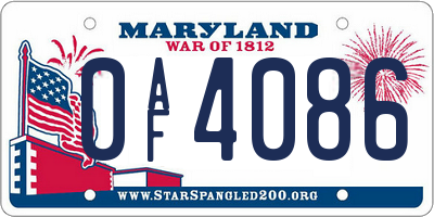 MD license plate 0AF4086