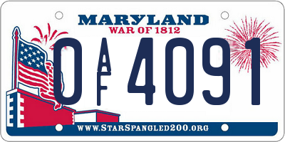 MD license plate 0AF4091