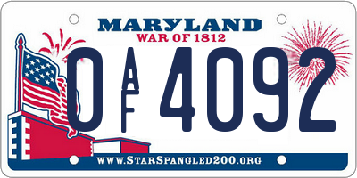 MD license plate 0AF4092