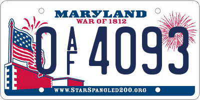 MD license plate 0AF4093