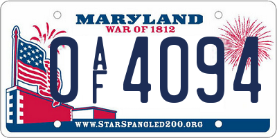 MD license plate 0AF4094