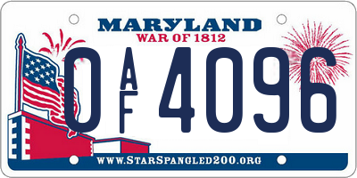 MD license plate 0AF4096